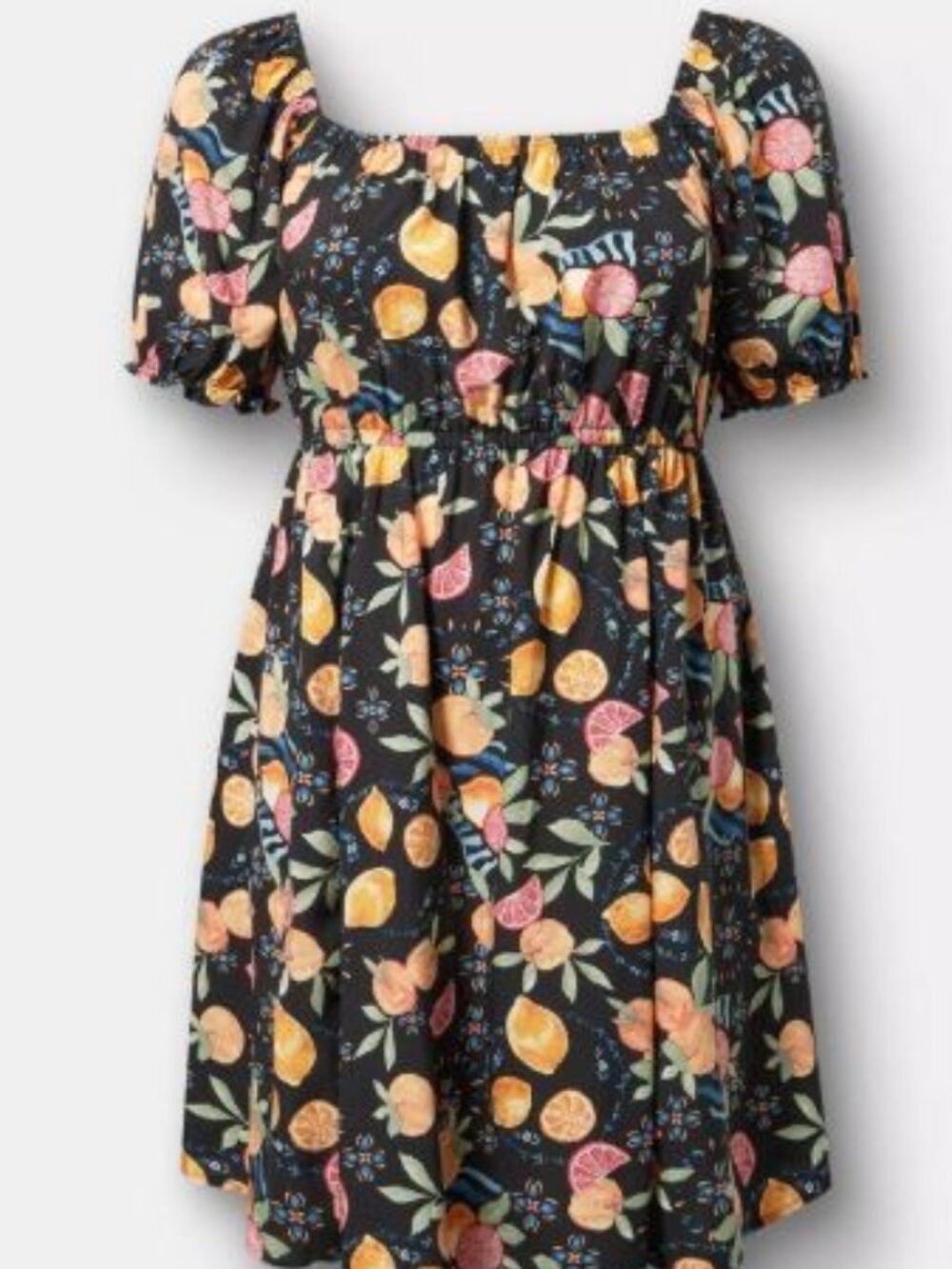 Fruit Print Puff Sleeve Dress